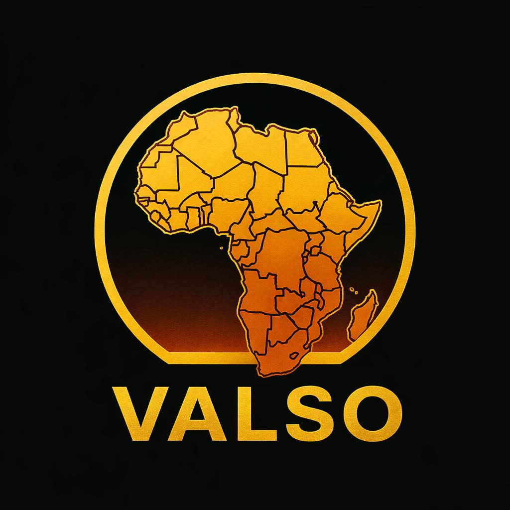 VALSO company logo featuring the African continent in gold